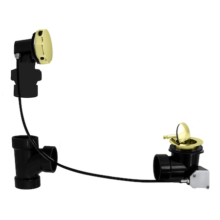 Westbrass Sch. 40 ABS 35" Cable Drive Bath Waste, Ball Joint Head in Polished Brass D50A35BJ-01